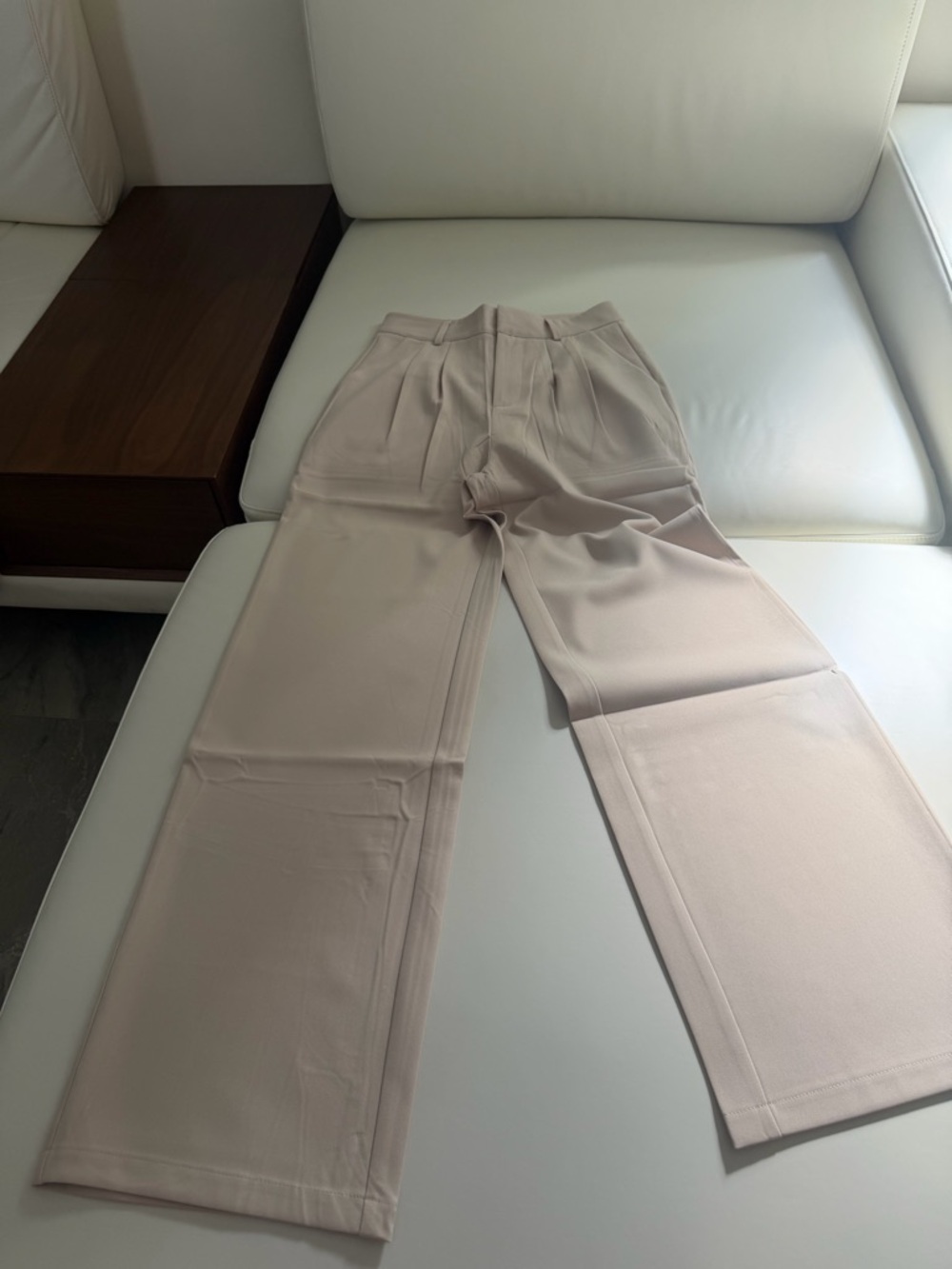High-Waist Wide-Leg Pants in Soft Beige